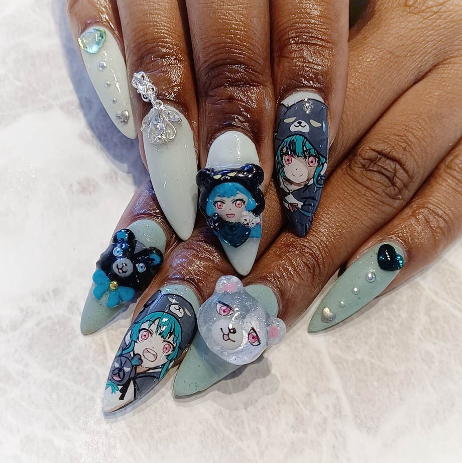 some nail art I did! all nails are hand painted by me inspired by hisoka  and other designs found on google : r/HunterXHunter